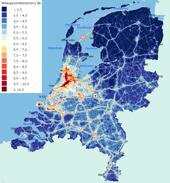 Kaart laat milieugezondheidsrisico's zien in Nederland 