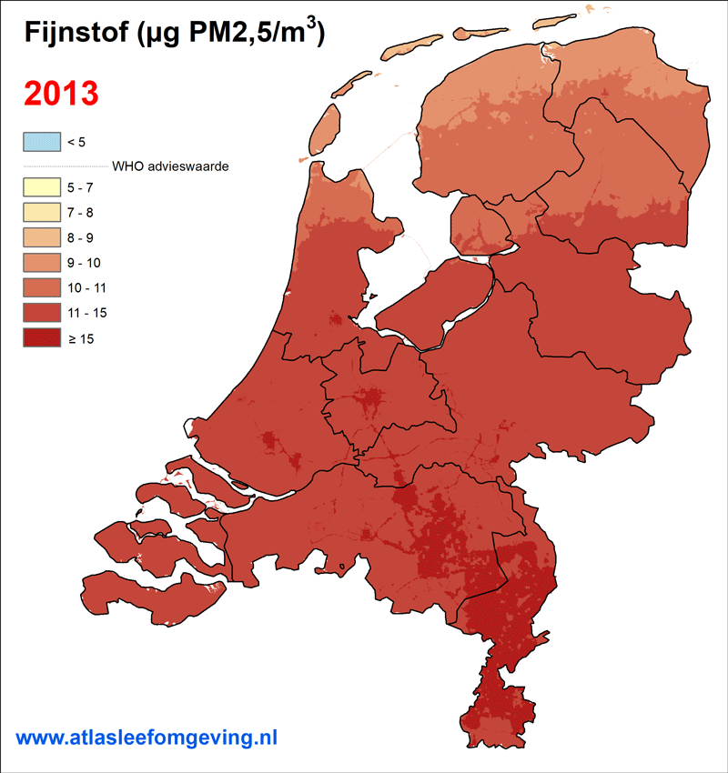 Trend fijnstof (PM2.5) 2013-2021