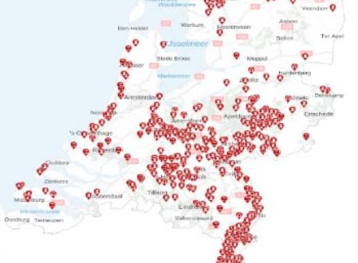 Kaart kastelen in Nederland