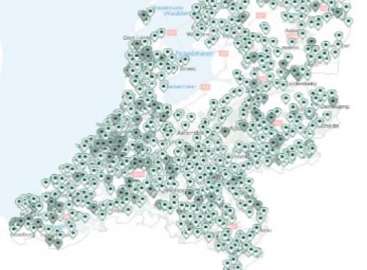Kaart molens in Nederland