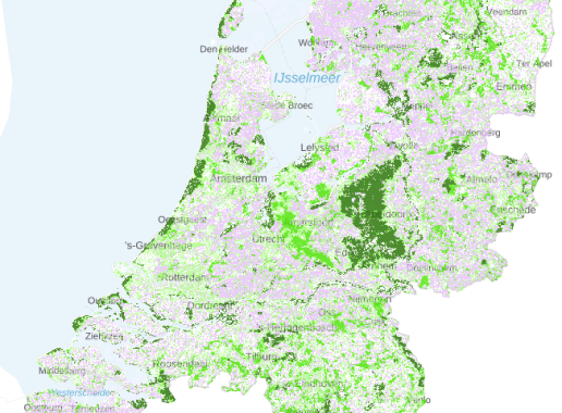 Kaart waar is groen in Nederland