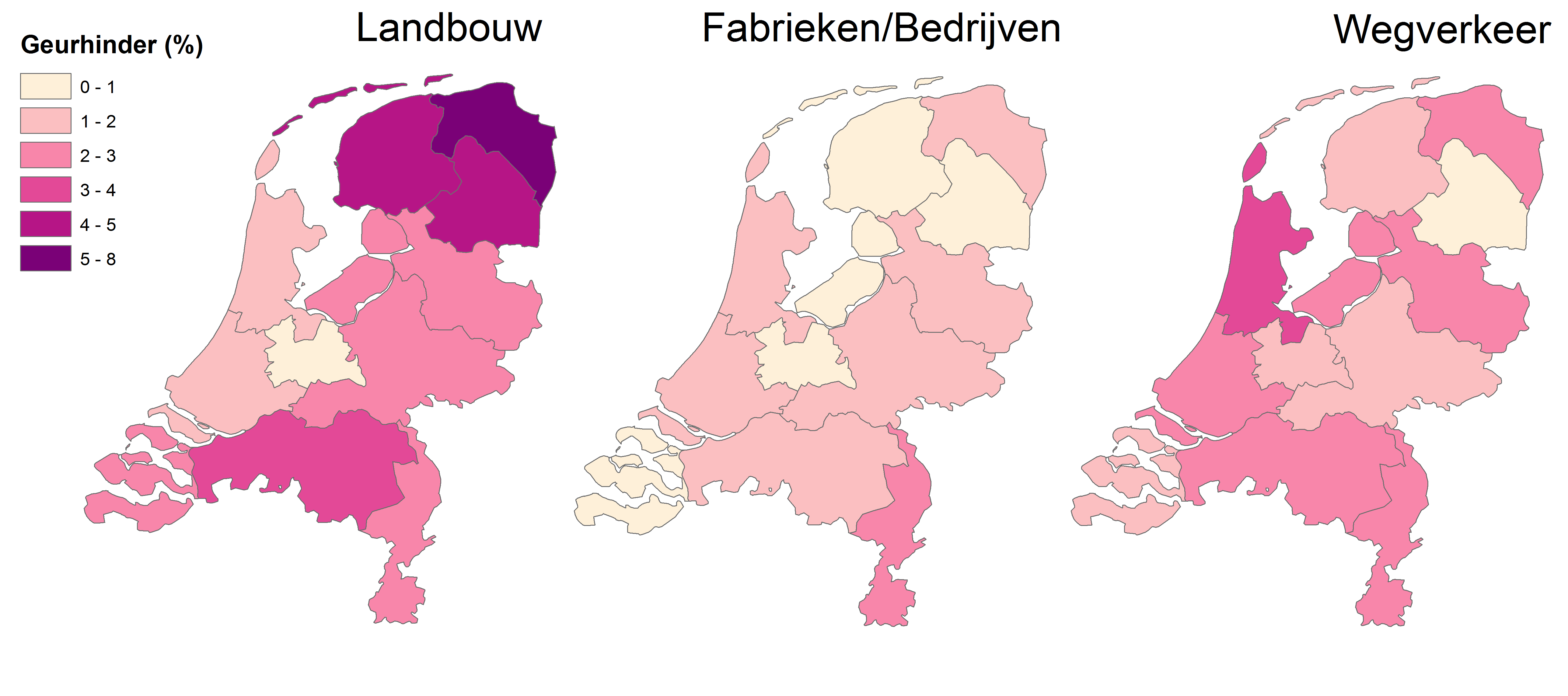 Kaart geurhinder Landbouw, fabrieken/bedrijven en wegverkeer