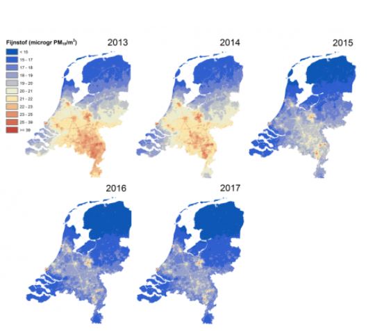 Fijnstofconcentratie (PM10) in periode 2013-2017