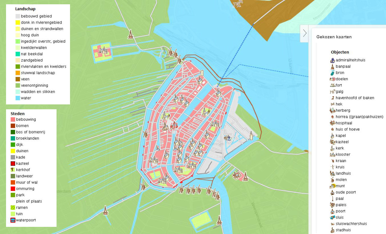 Amsterdam in 1575 met legenda