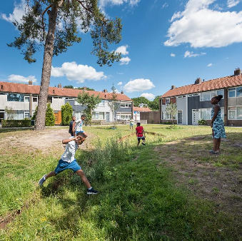 Kinderen spelen in wadi