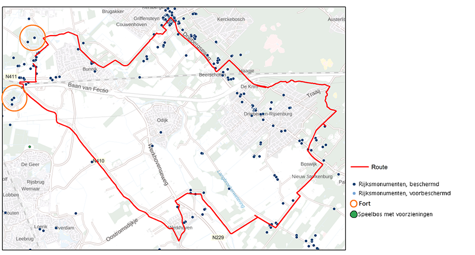 Kaart gezonde fietsroute recreatie 960x516