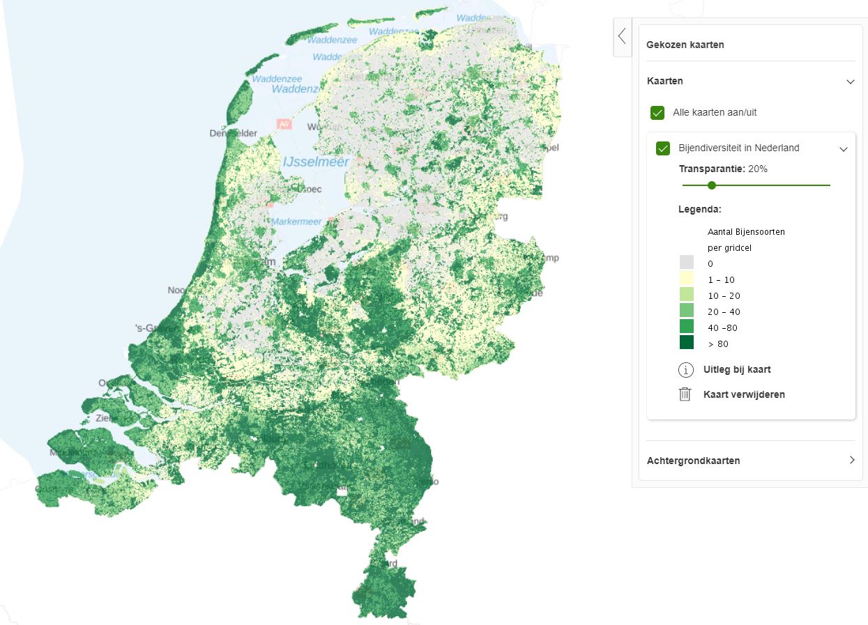 Kaart biodiversiteit in Nederland