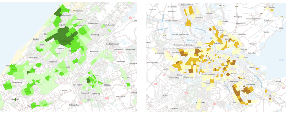 Kaart Den Haag en Amsterdam