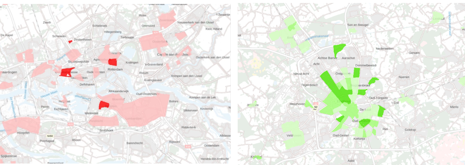 Kaart Rotterdam en Eindhoven