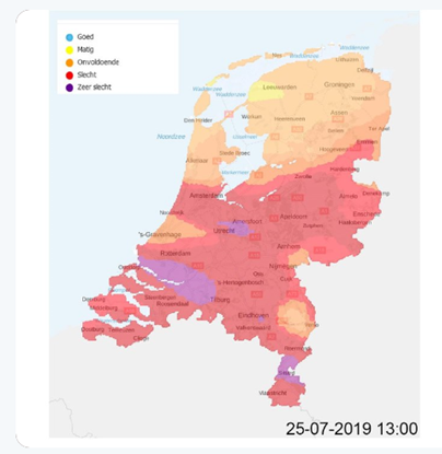 smog lucht vervuiling waarschuwing RIVM kaart