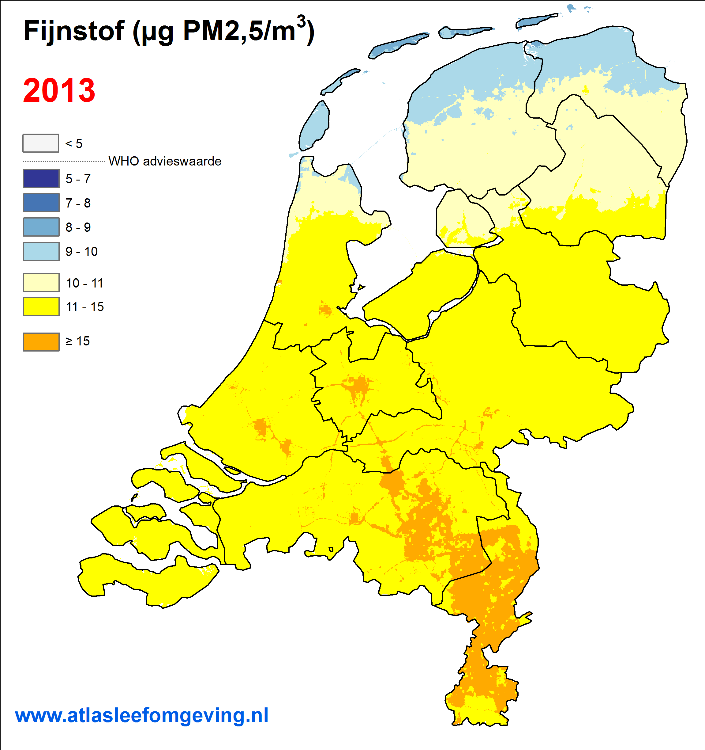 Trend fijnstof (PM2.5) 2013-2020