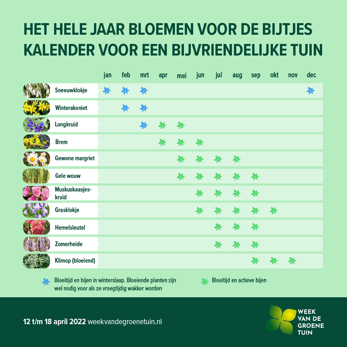 Kalender voor een bijvriendelijke tuin Bron: Milieu Centraal