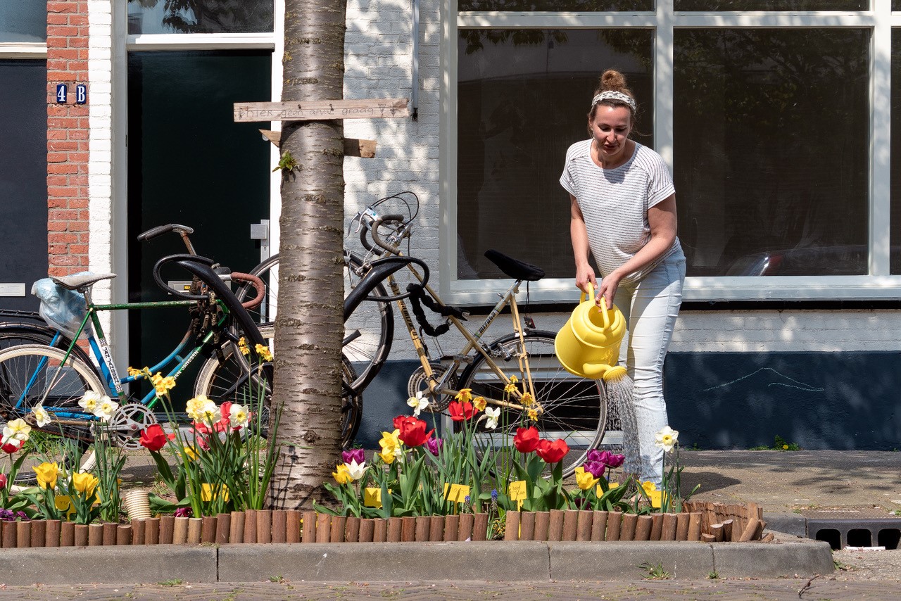 Boomspiegel in straat in Utrecht