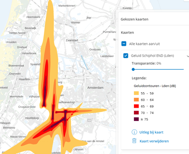Kaart Geluid, geluid Schiphol