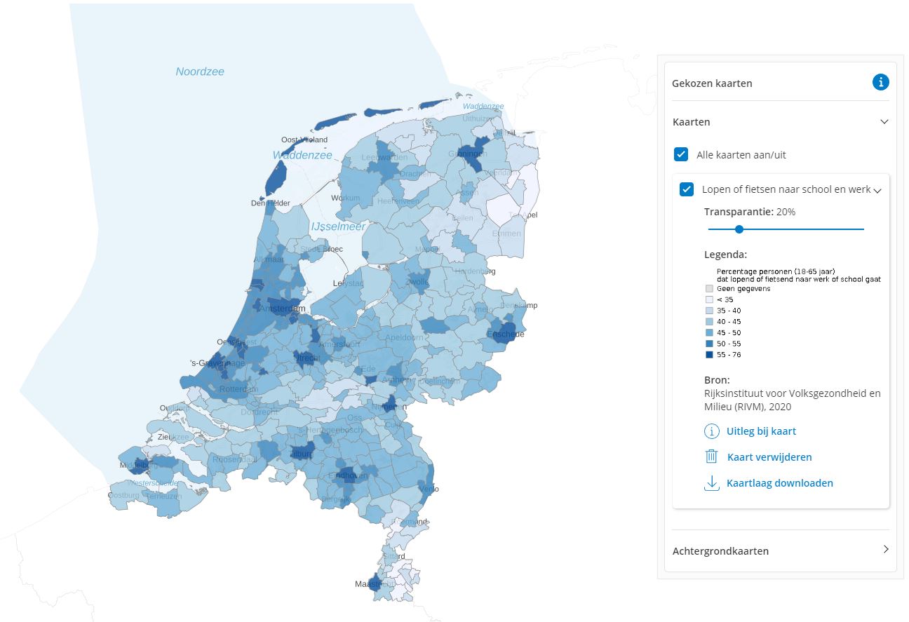 Lopen of fietsen naar je werk - groot