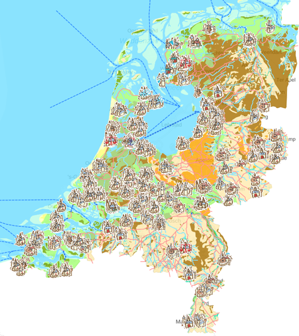 Een kaart van Amsterdam in 1575 op de kaart van Jacob van Deventer