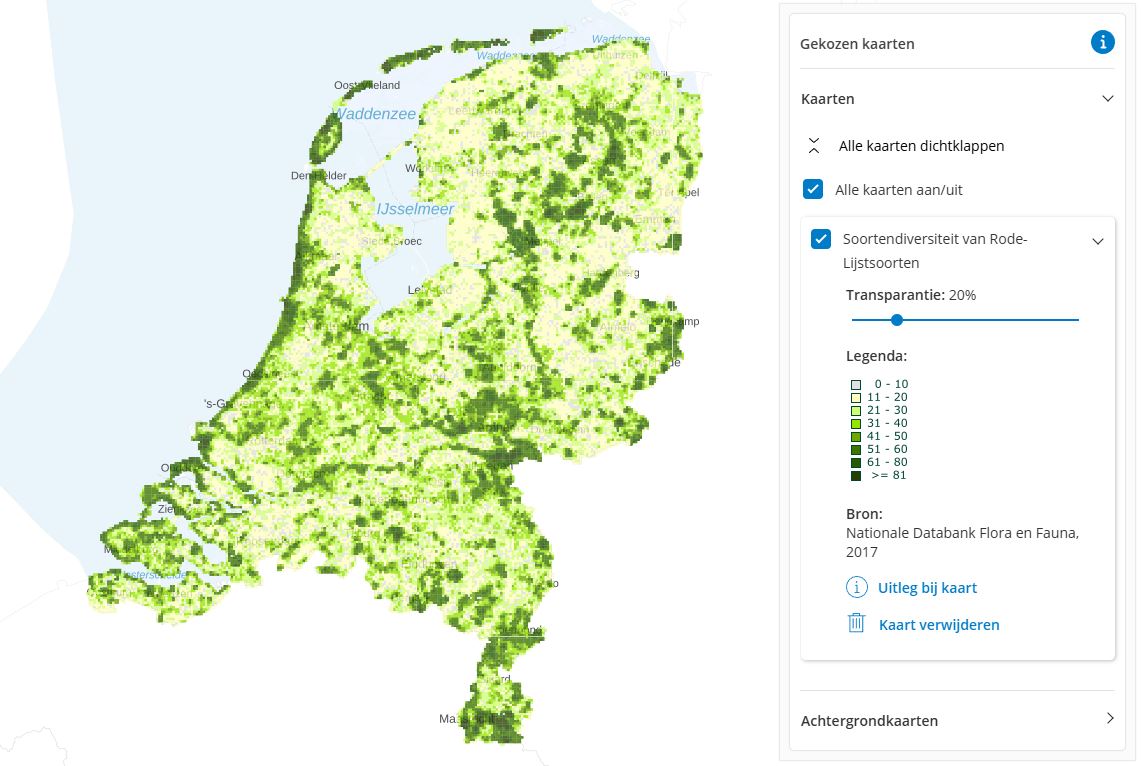 Soortendiversiteit van Rode Lijst-soorten