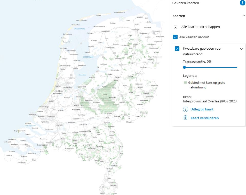 kaart Natuurbranden