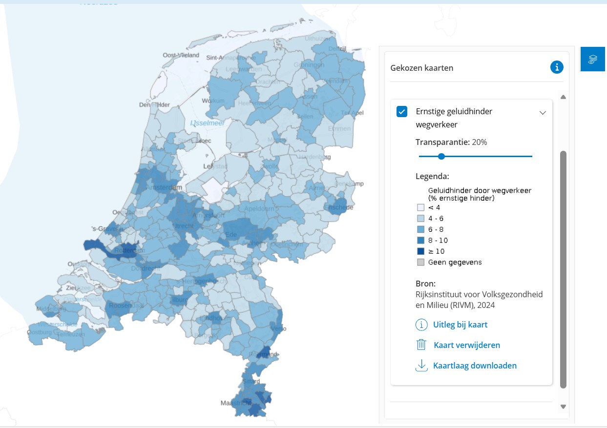 Kaart: Ernstige geluidhinder wegverkeer