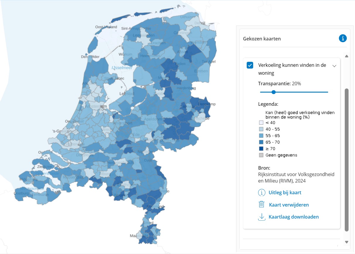 Kaart: Verkoeling kunnen vinden in de woning