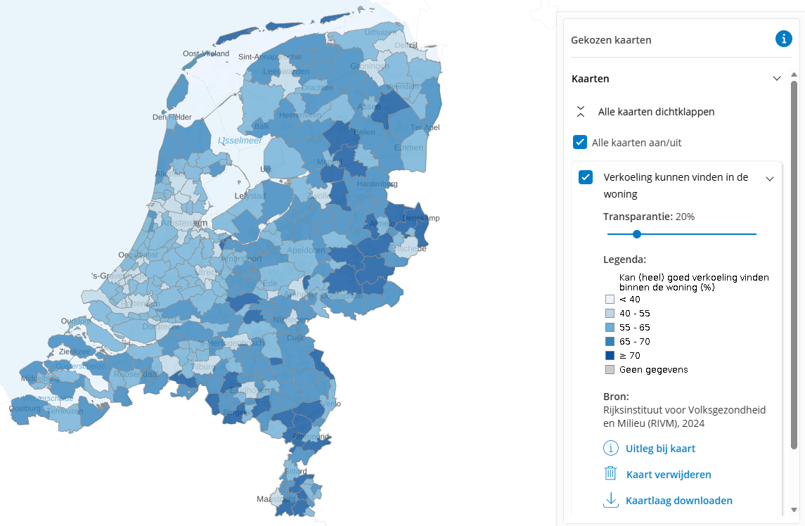 Kaart verkoeling kunnen vinden in de woning