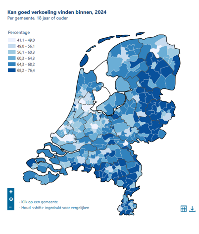 Kaart: Goede verkoeling vinden binnen