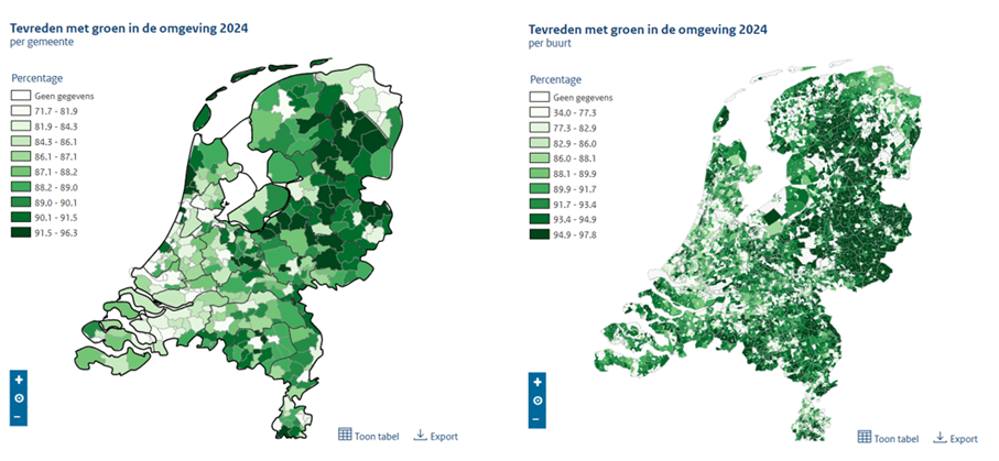 Kaart: Tevreden met groen in de omgeving