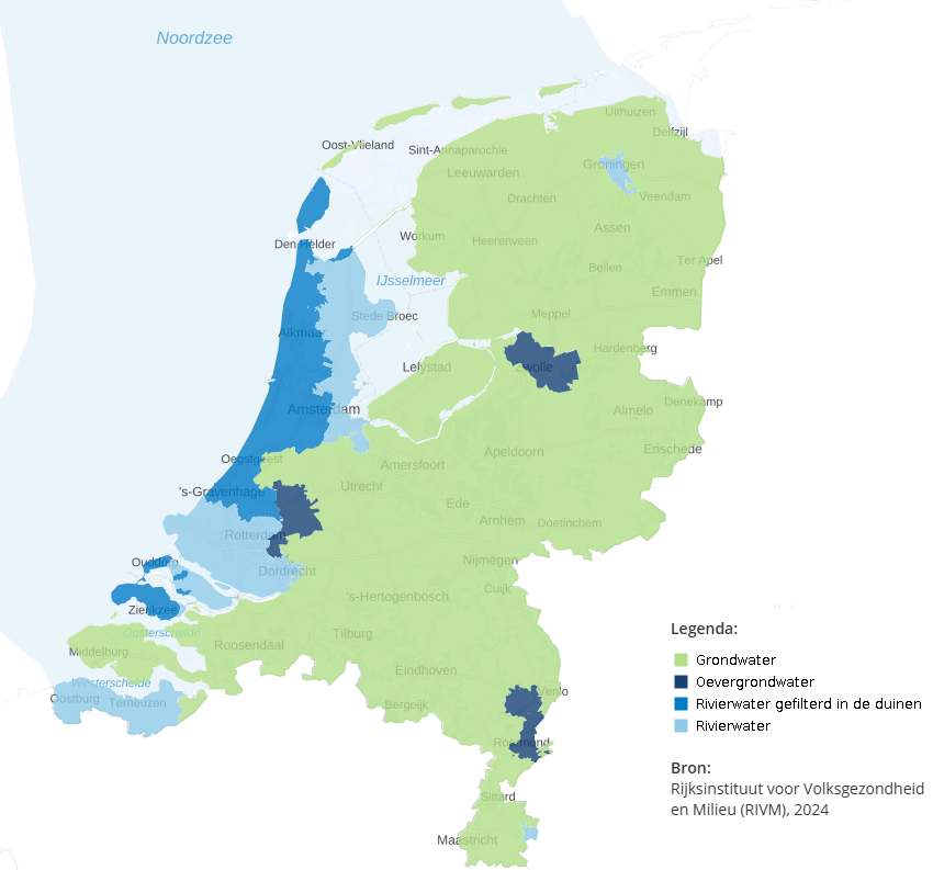 screenshot kaart Nederland bron van drinkwater
