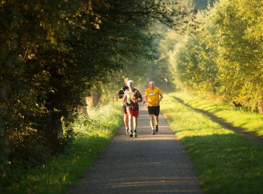 Rennende ouderen door natuur