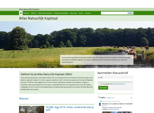 Snapshot van de website Atlas Natuurlijk Kapitaal