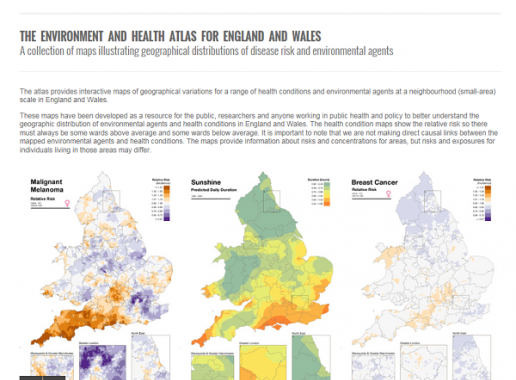 Screenshot van de Environment and Health Atlas