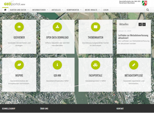 Screenshot van de website van het Duitse Geoportal