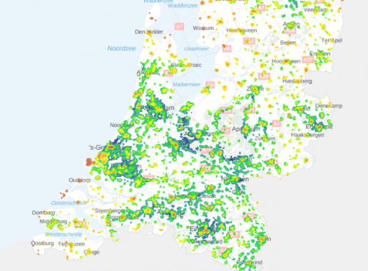 Kaart Verkoelend effect groen en blauw