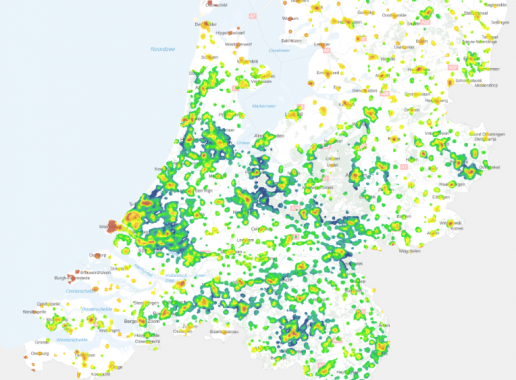 Kaart verkoelend effect groen en blauw