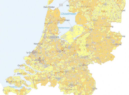 Kaart aantal kinderen (2-6 jaar) per km2 in oudere woningen