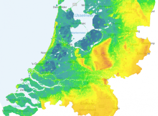 Kaart hoogte bodem en gebouwen