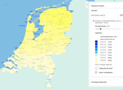 Kaart Luchtkwaliteitsindex