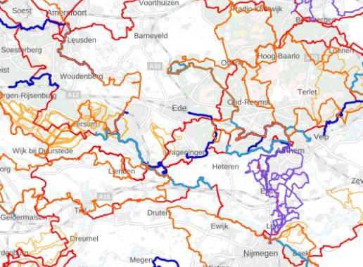 Kaart van landelijke wandelroutes en stiltegebieden