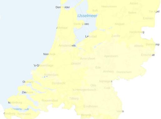 Kaart van de actuele ozonconcentratie