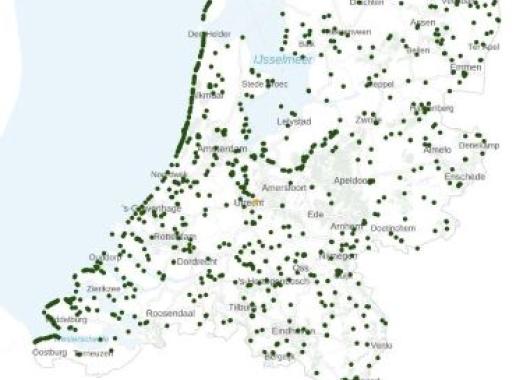 Kaart van Nederland waarop de waterkwaliteit van buitenwater staat weergegeven
