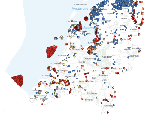 screenshot van de kaart van de ashoogte van windturbines