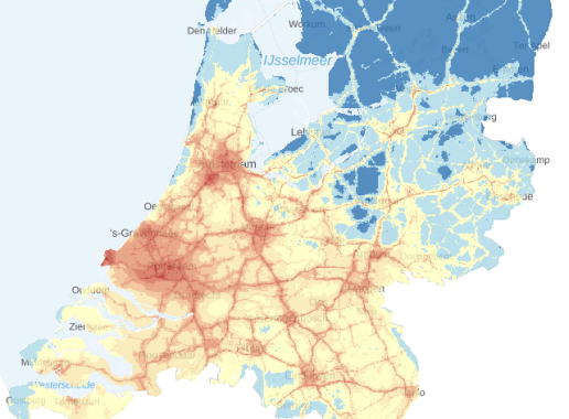 Kaart Stikstofdioxide (NO2) 2021