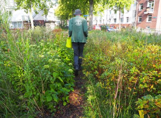 Rini Biemans aan de wandel in park