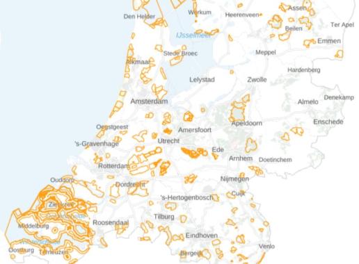 Kaart Stiltegebieden