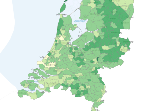 Kaart Tevreden met groen in de leefomgeving