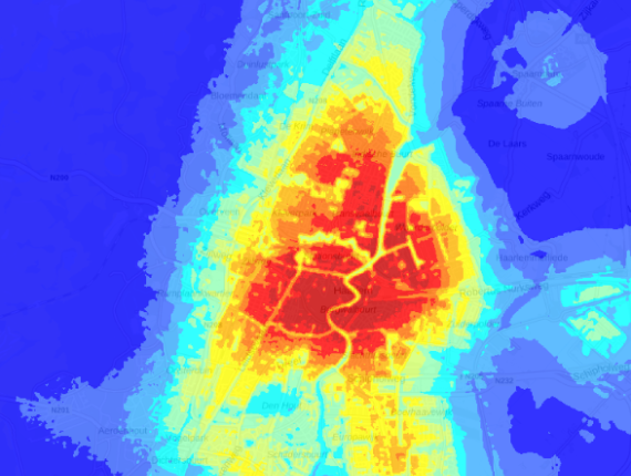 Haarlem Stedelijk hitte-eiland effect kaart