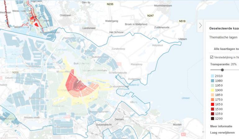 Amsterdam op kaart Verstedelijking sinds 1200