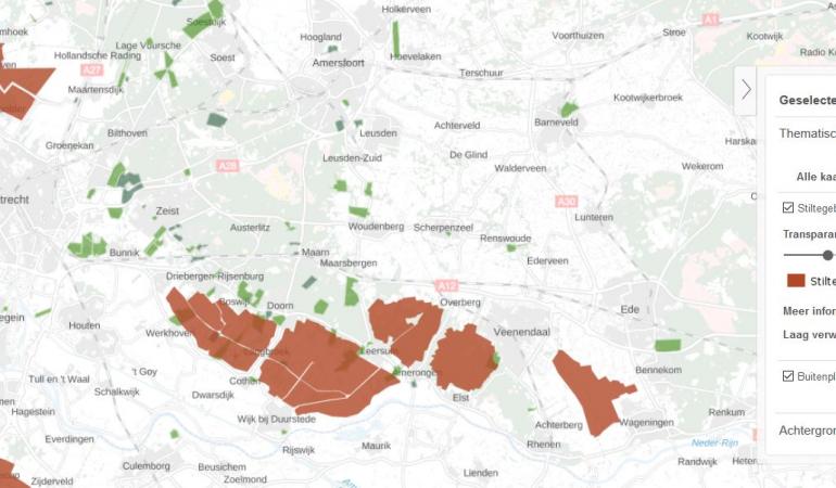 Combinatie kaart Buitenplaatsen en Stiltegebieden