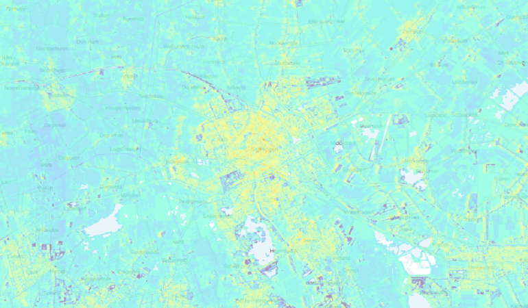 Groningen kaart gevoelstemperatuur