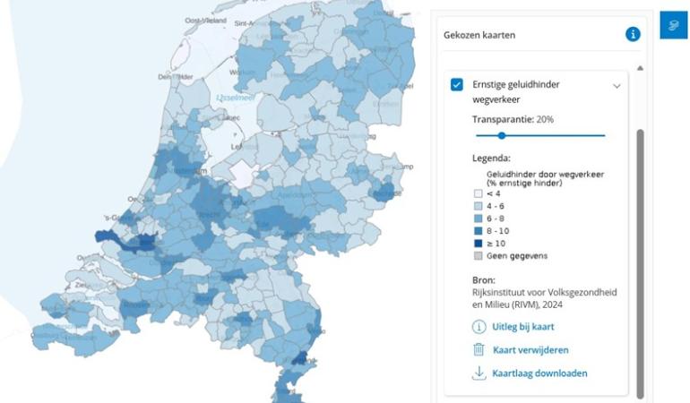 Kaart  ernstige geluidhinder wegverkeer